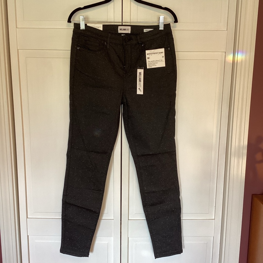 NWT William Rast MidRise Perfect Skinny Sparkly Black Jeans